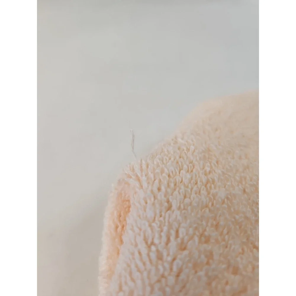 Vtg 1980s Bibb Mills Bath Towel Peach Pink Satin Lace Heart Cottagecore Coquette